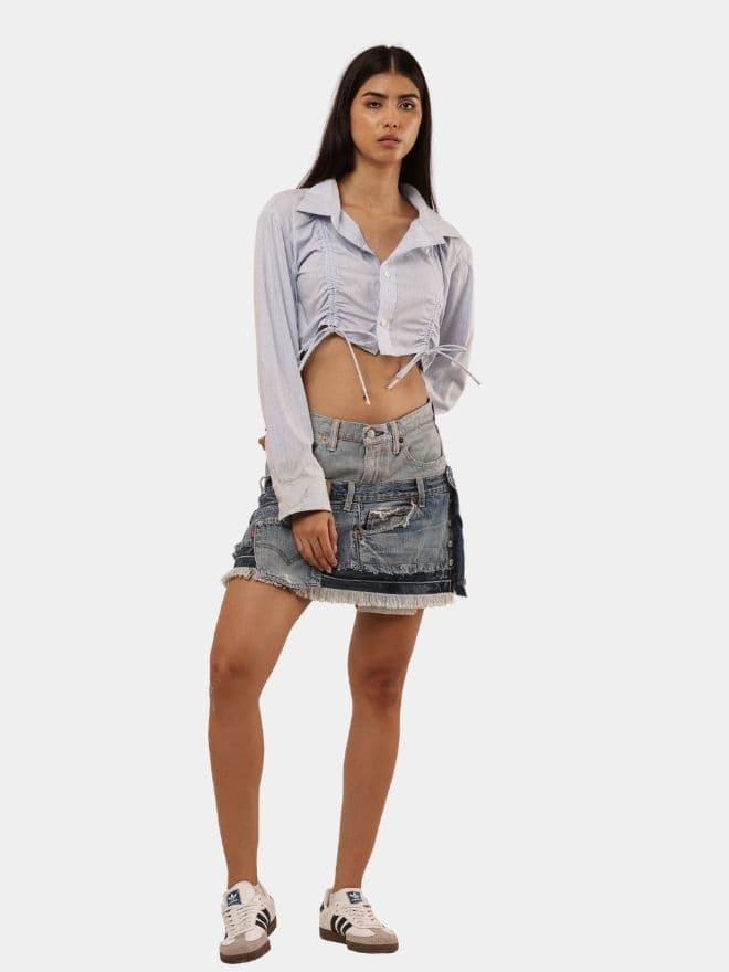 Levi’s Denim Skirt | Distressed Double Jean Design thumbnail 2