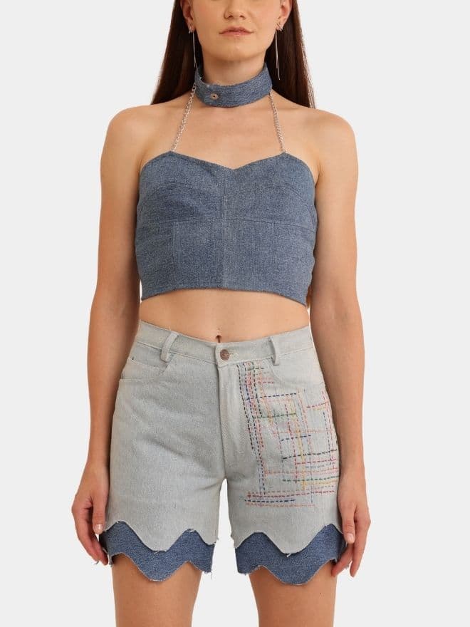 Blue Tonal Reworked Denim Co-Ord Set thumbnail 2