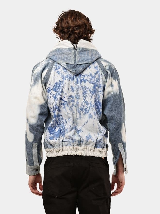TWO-TONE REWORKED DENIM HOODED JACKET thumbnail 4