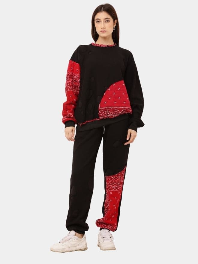 Fleece Rebellion Set – Asymmetric Appliqué Streetwear Co-Ord