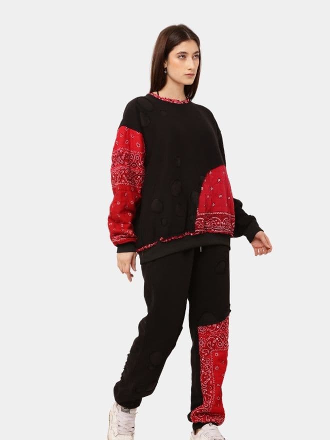 Fleece Rebellion Set – Asymmetric Appliqué Streetwear Co-Ord thumbnail 4