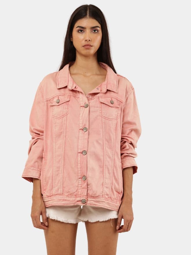 Denim Jacket with Cyberglism Back Print & Hand Cudana Work thumbnail 4