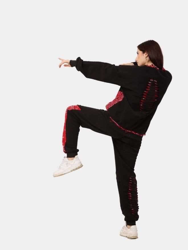 Fleece Rebellion Set – Asymmetric Appliqué Streetwear Co-Ord alternate