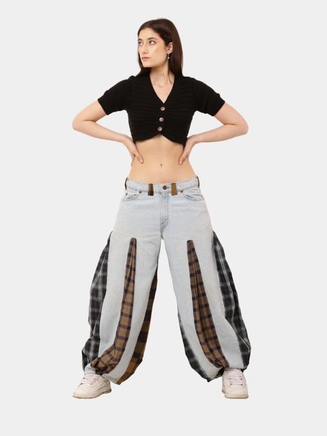 Balloon Harem Pant – Upcycled Denim & Cotton Baggy Trousers — image 1 of 10