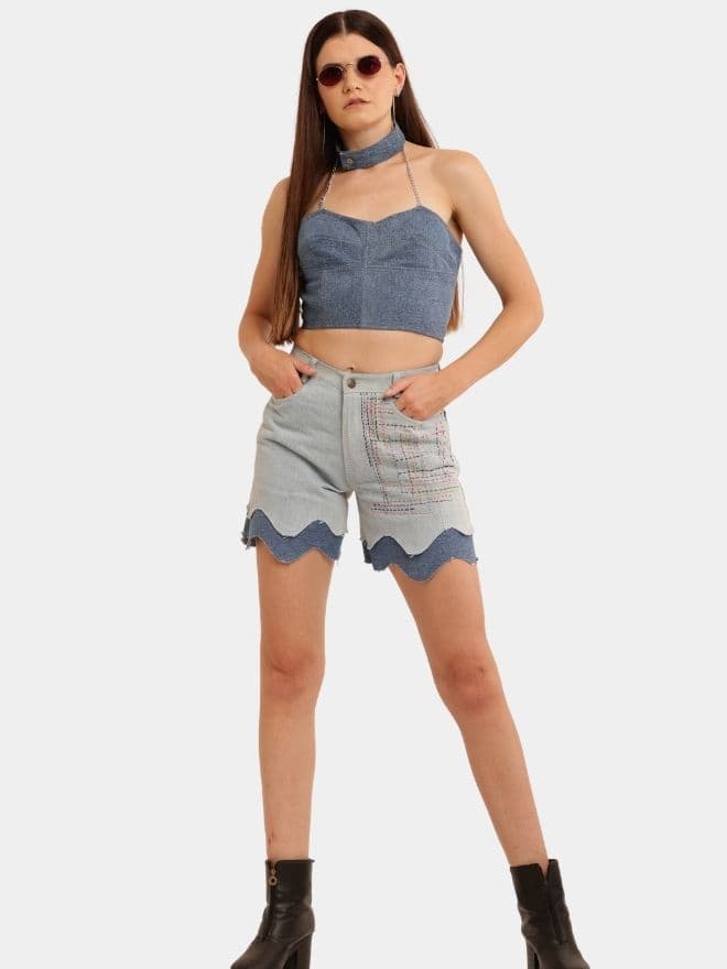 Blue Tonal Reworked Denim Co-Ord Set thumbnail 4