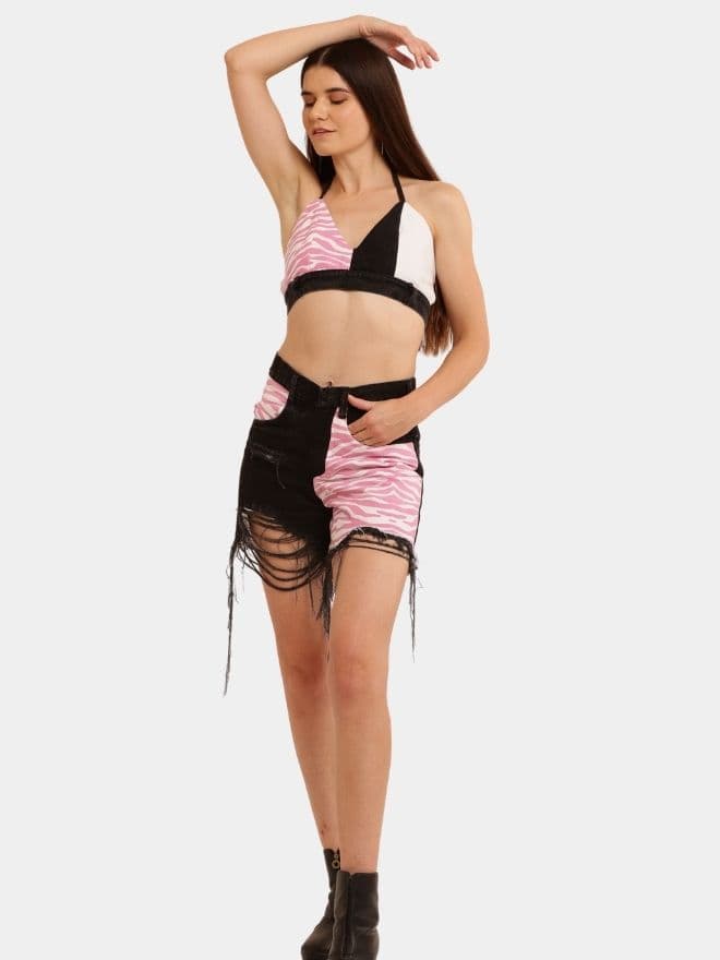 Pink Zebra Reworked Denim Summer Set — image 1 of 12