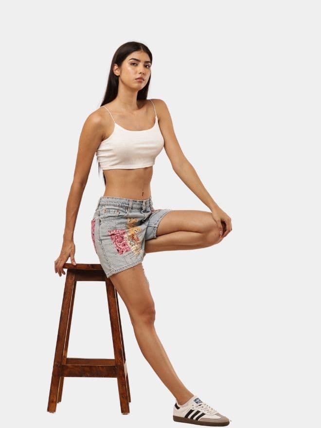 Levi’s Shorts with Hand-Embroidered & Bandana Patch alternate