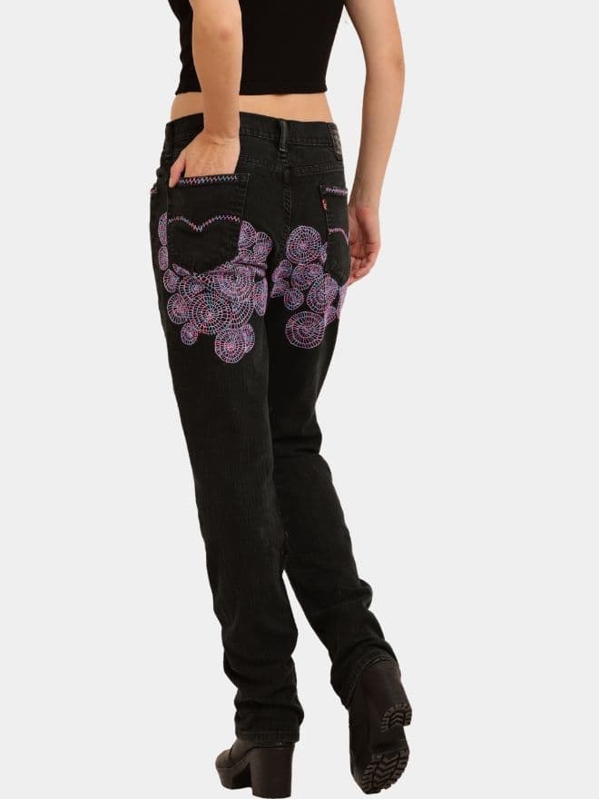 BLACK HAND EMBROIDERED JEANS — image 1 of 7