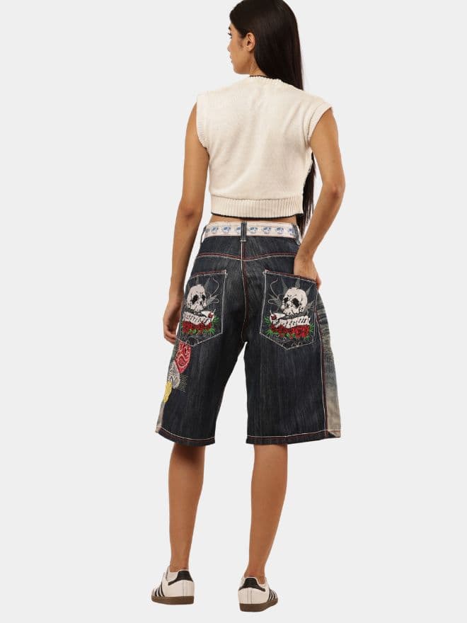Japanese  Embroidered Jorts thumbnail 3