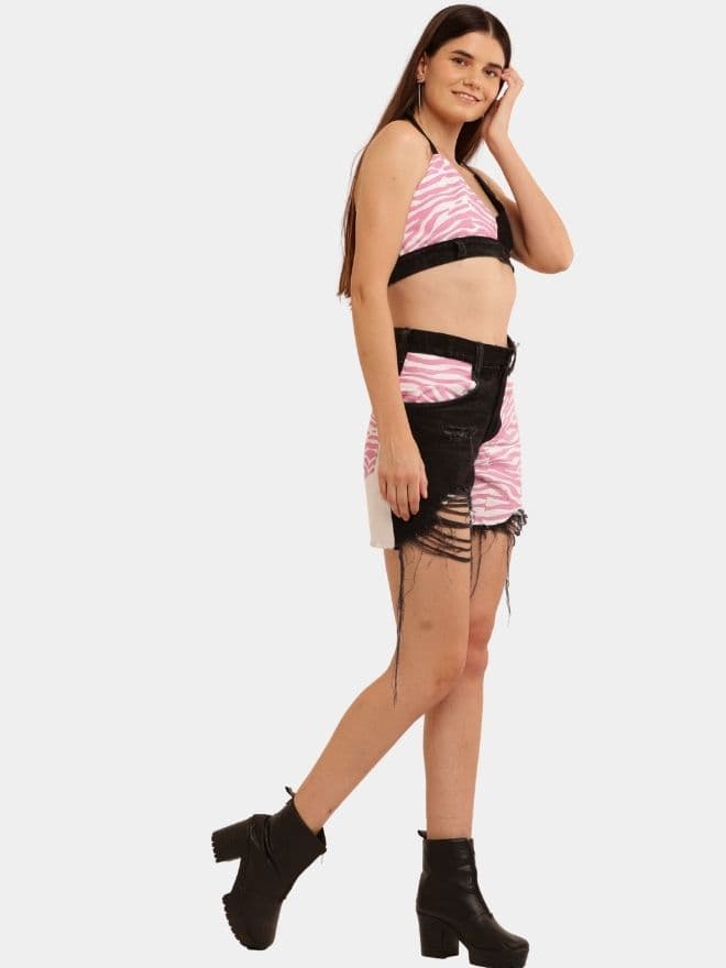 Pink Zebra Reworked Denim Summer Set thumbnail 4
