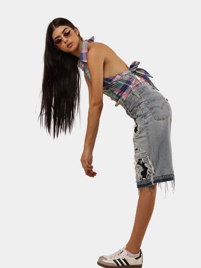 Japanese Denim Embroidered Jorts thumbnail 2