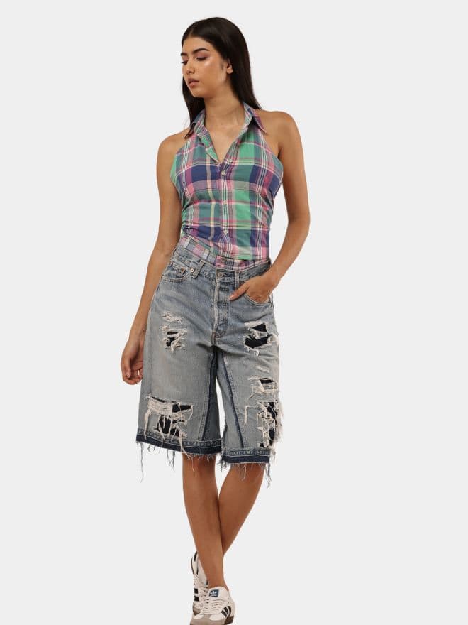 Japanese Denim Embroidered Jorts — image 1 of 8
