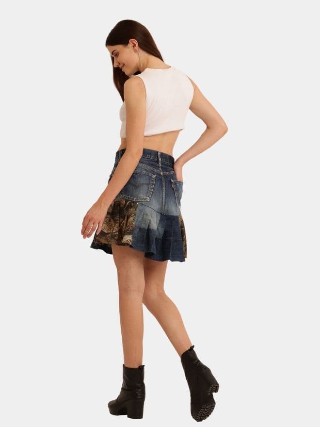 Real Tree Pleated Denim Skirt thumbnail 2