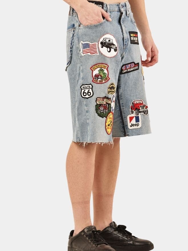 Crazy Patchwork Denim Jorts thumbnail 4