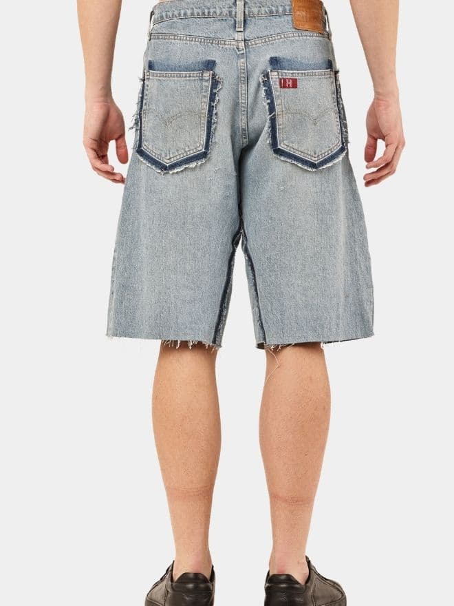 Crazy Patchwork Denim Jorts thumbnail 3