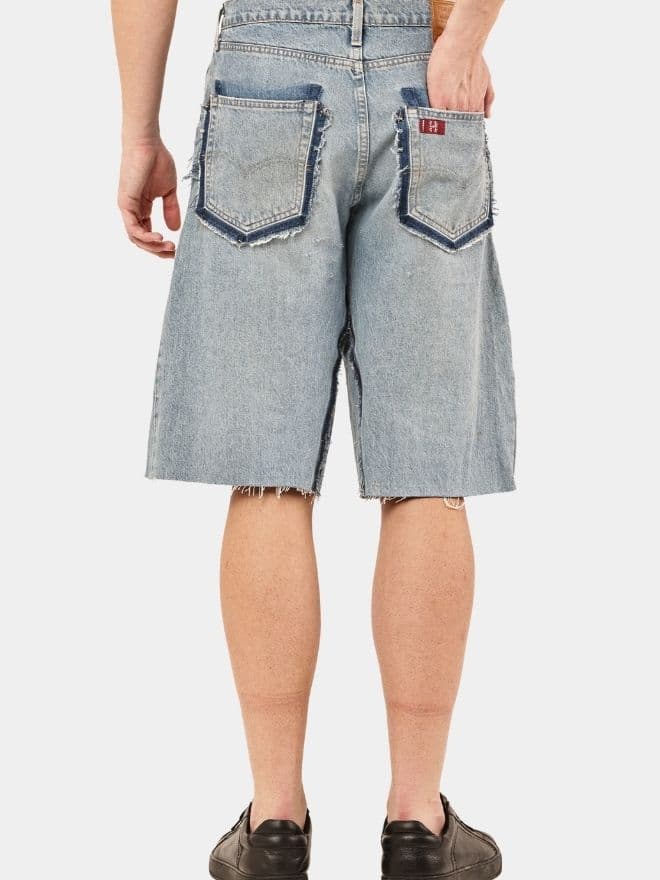 Crazy Patchwork Denim Jorts thumbnail 2