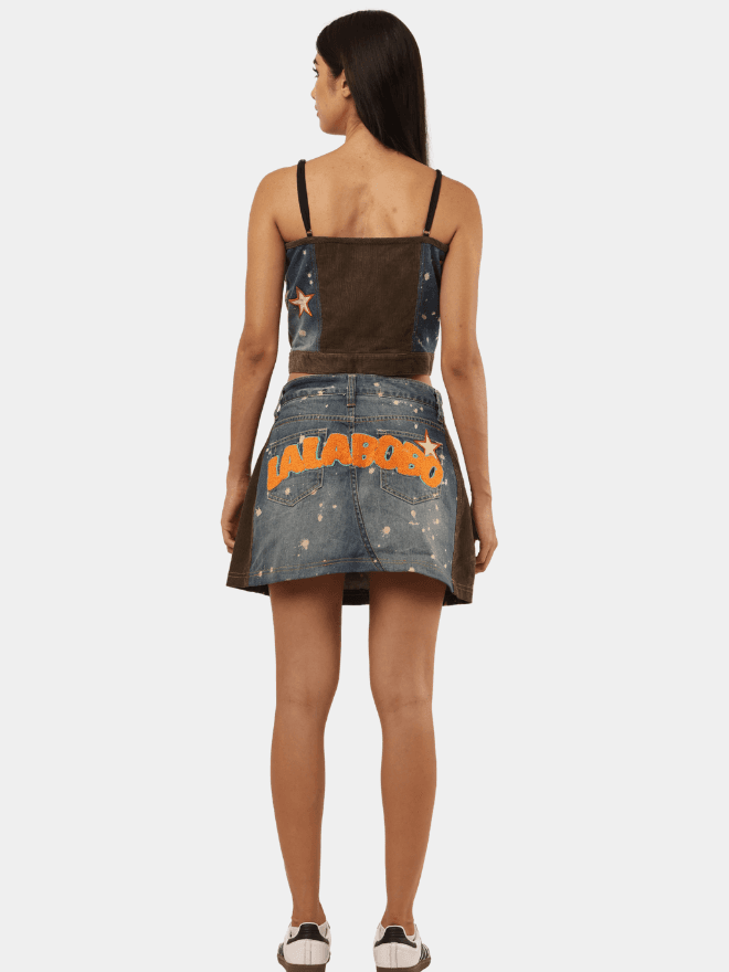Upcycled Star Patch Denim Corset Top thumbnail 4