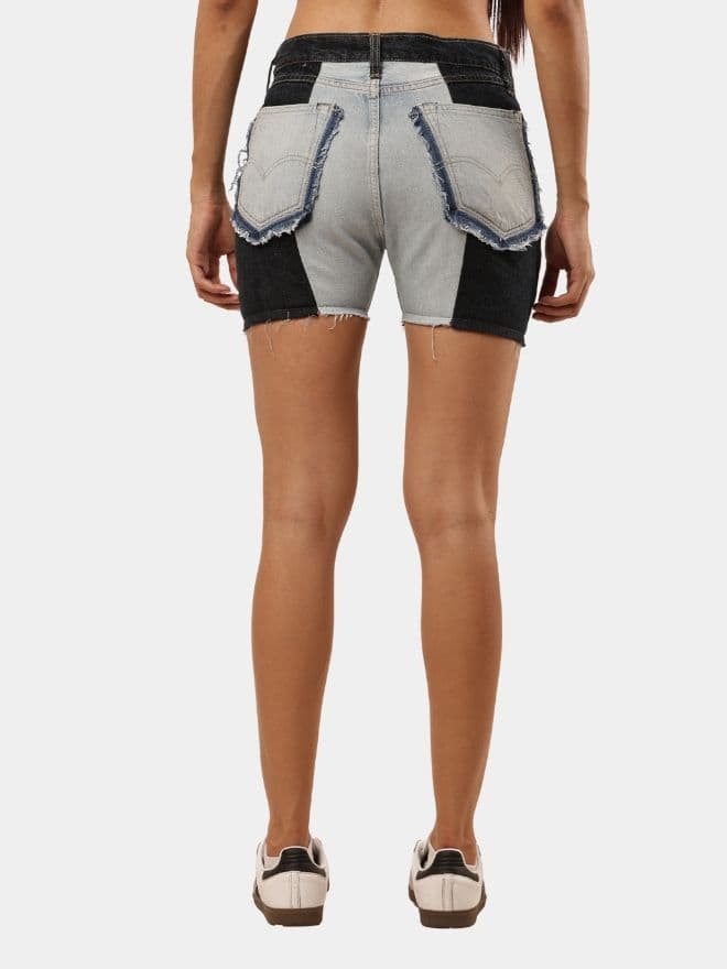 Two-Tone Denim Shorts alternate