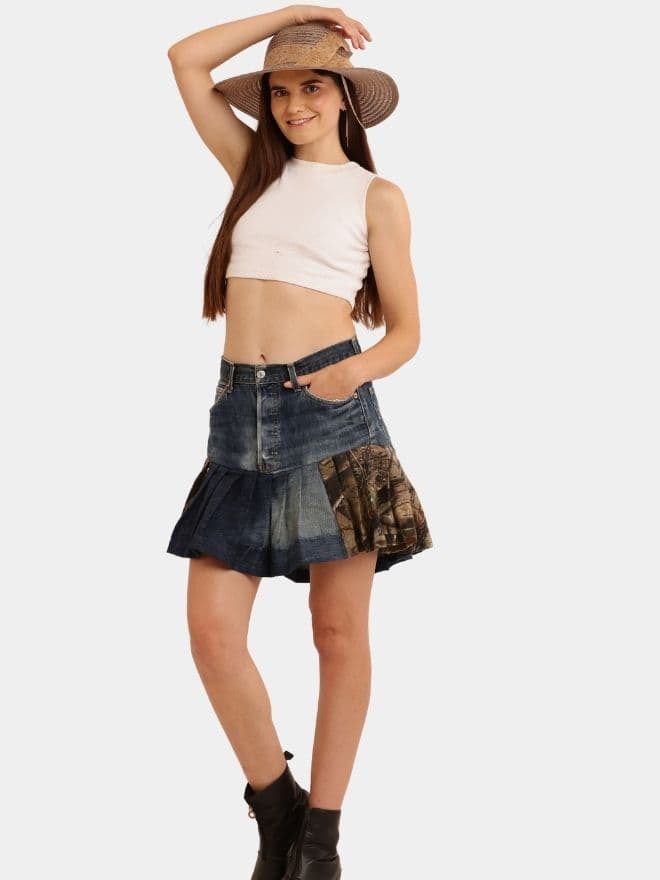 Real Tree Pleated Denim Skirt — image 1 of 11