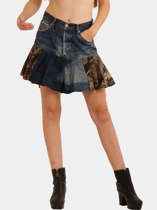 Real Tree Pleated Denim Skirt thumbnail 4