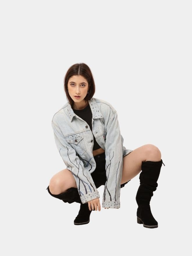 Couture Wave Reworked Denim Jacket thumbnail 4