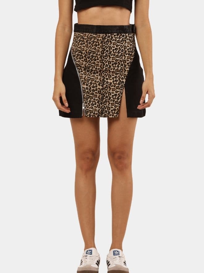 Denim & Canvas Skirt with Leopard Print thumbnail 4