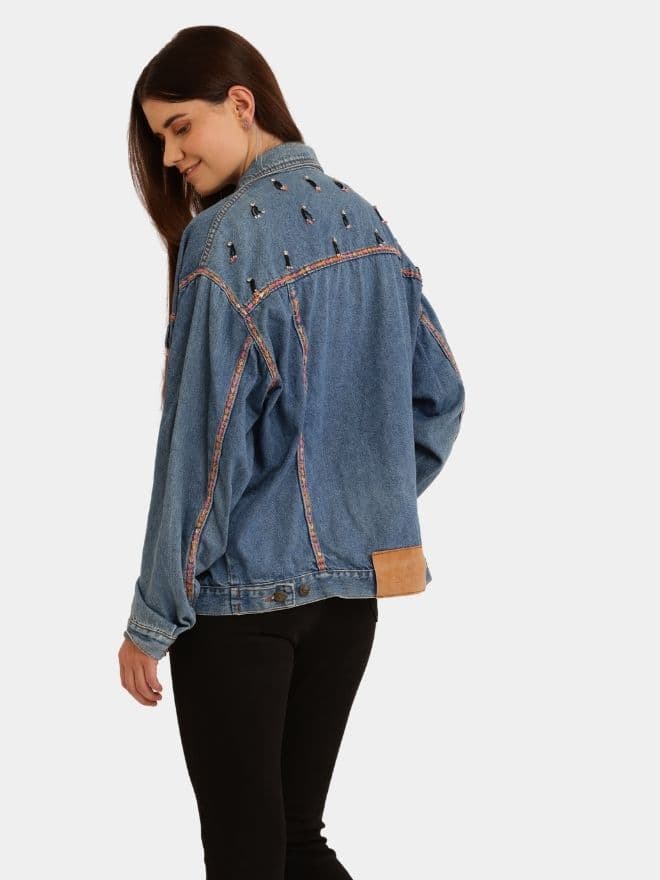 Reborn Embroidery Reworked Denim Jacket — image 1 of 15