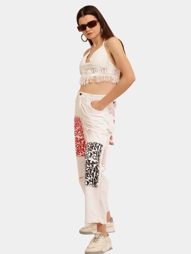 White Typo Carpenter Pant – Screen Print Denim thumbnail 4