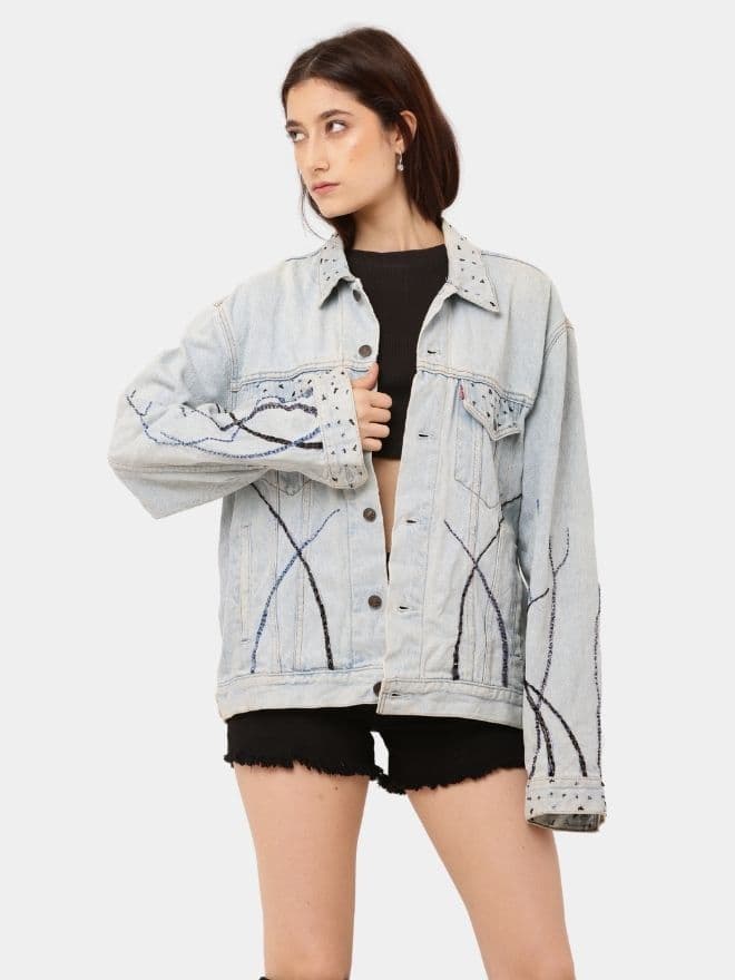 Couture Wave Reworked Denim Jacket thumbnail 3
