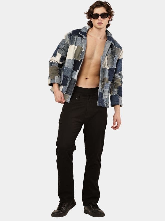 PATCHWORK DENIM BLANKET STITCH JACKET thumbnail 2