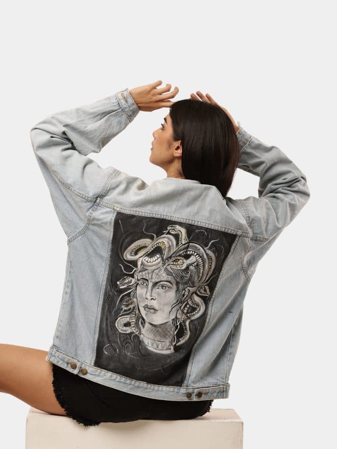 Denim Jacket with Medusa Hand Paint — image 1 of 16