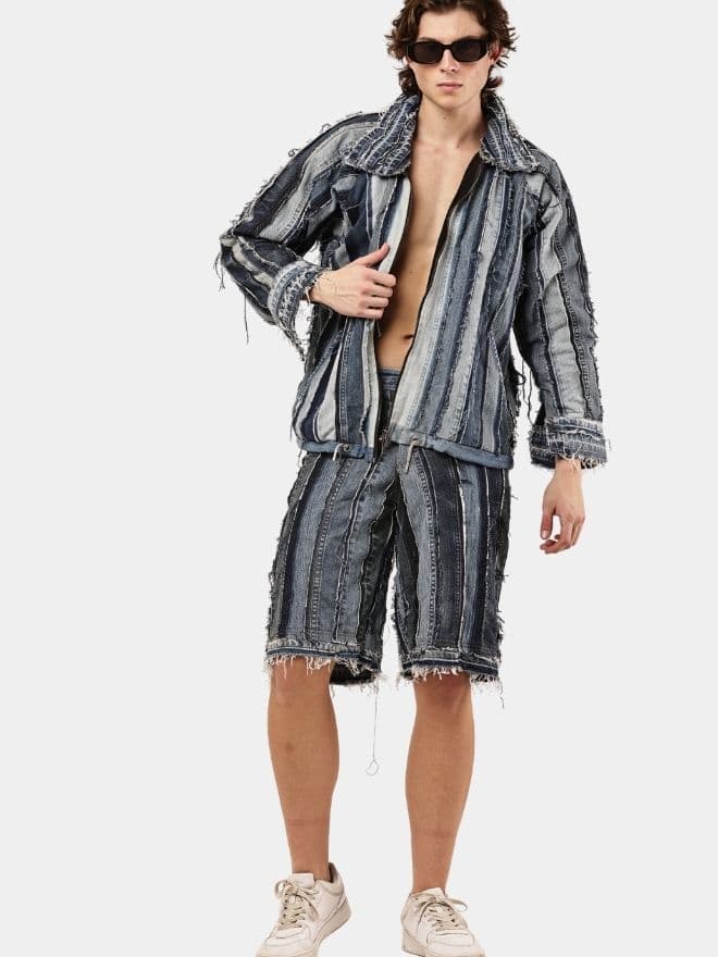 Reconstructed Levi's Panelled Jacket & Shorts Set alternate