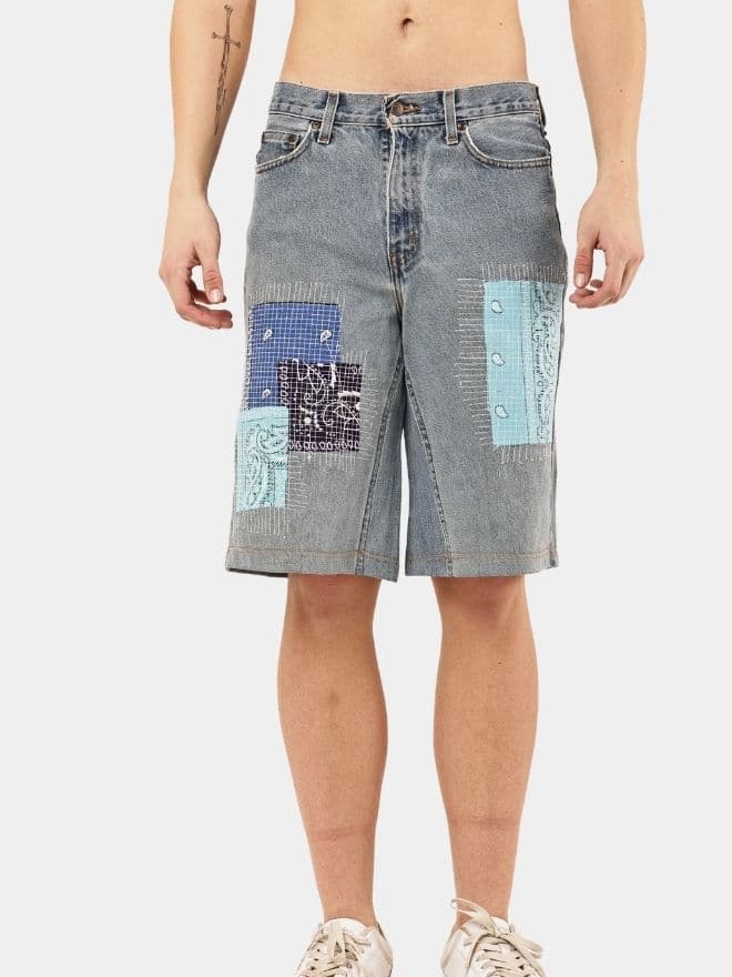 Reworked Bandana Patch Denim Jorts — image 1 of 14