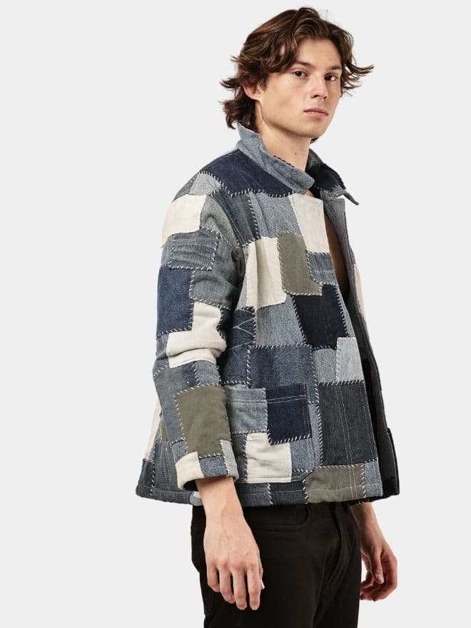 PATCHWORK DENIM BLANKET STITCH JACKET thumbnail 4