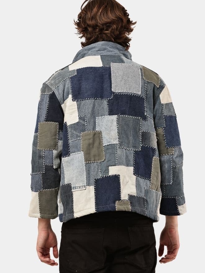 PATCHWORK DENIM BLANKET STITCH JACKET thumbnail 3
