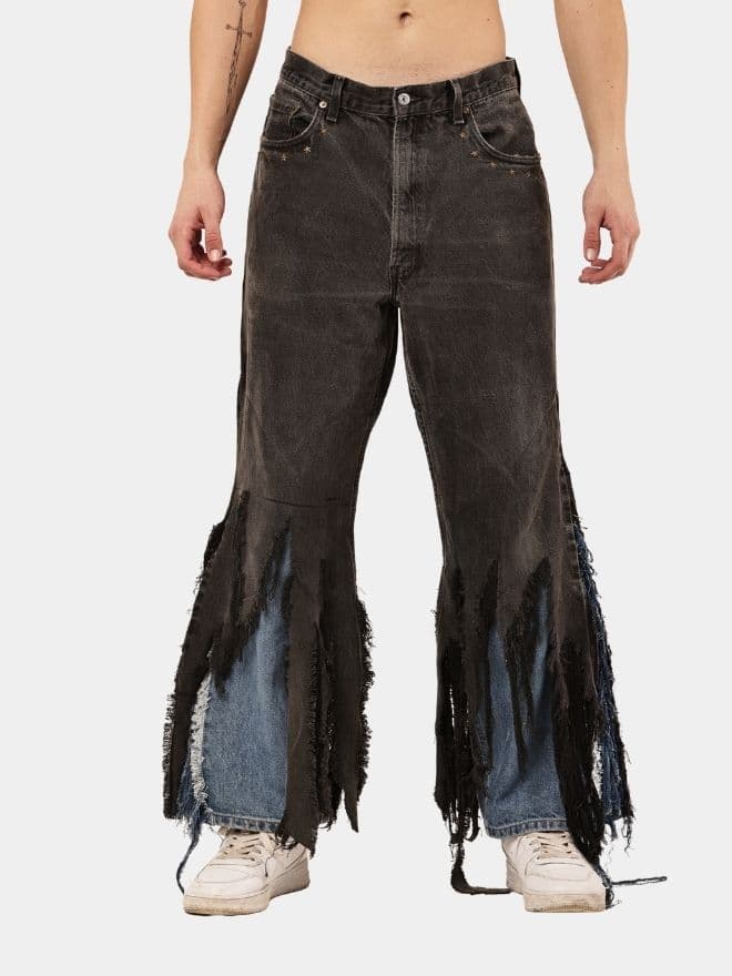Levi’s Distressed Strip Hem Jeans – Layered Blue Detail — image 1 of 14