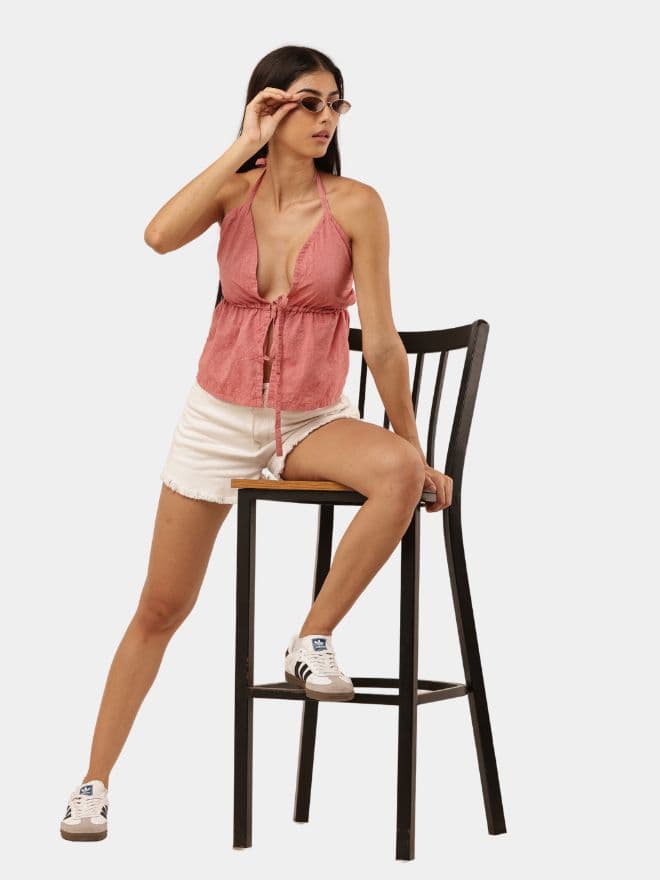 Oversized Shirt Halter Top — image 1 of 8