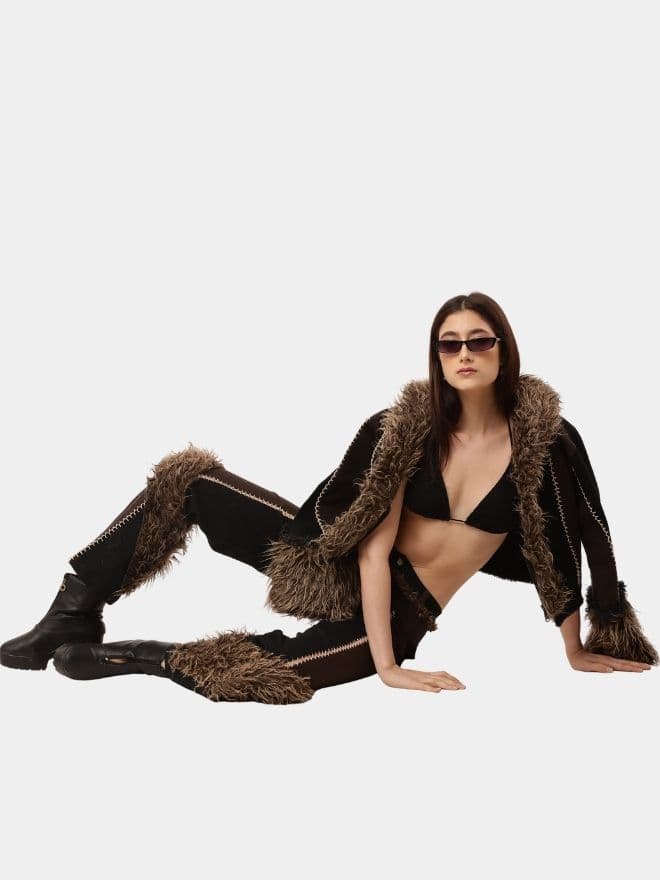 Frost Co-Ord Set – Canvas & Faux Fur Handcrafted Ensemble alternate