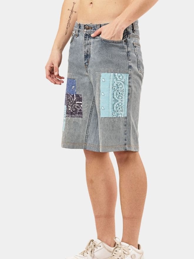 Reworked Bandana Patch Denim Jorts thumbnail 4