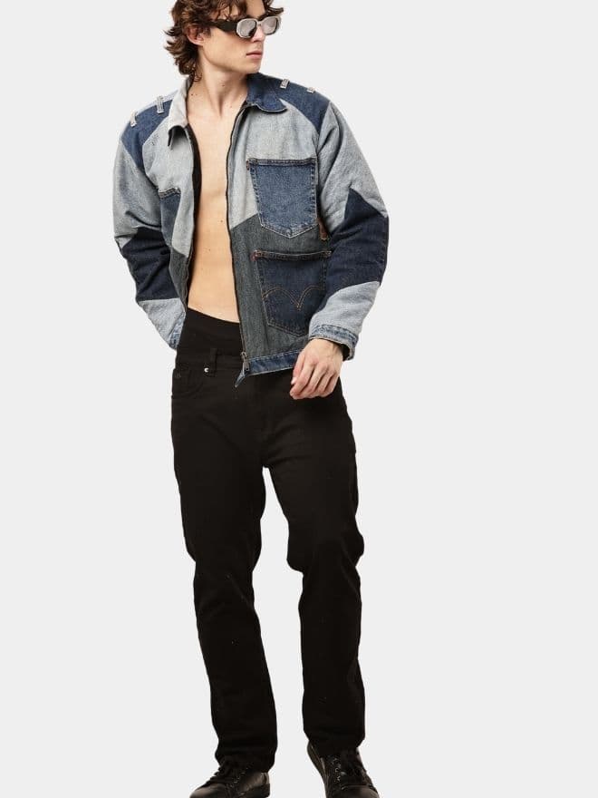MULTI-PANEL REWORKED DENIM UTILITY JACKET thumbnail 2