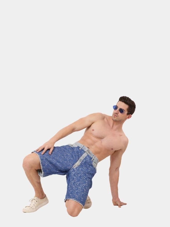 Mesh Denim Barmoda Shorts thumbnail 3