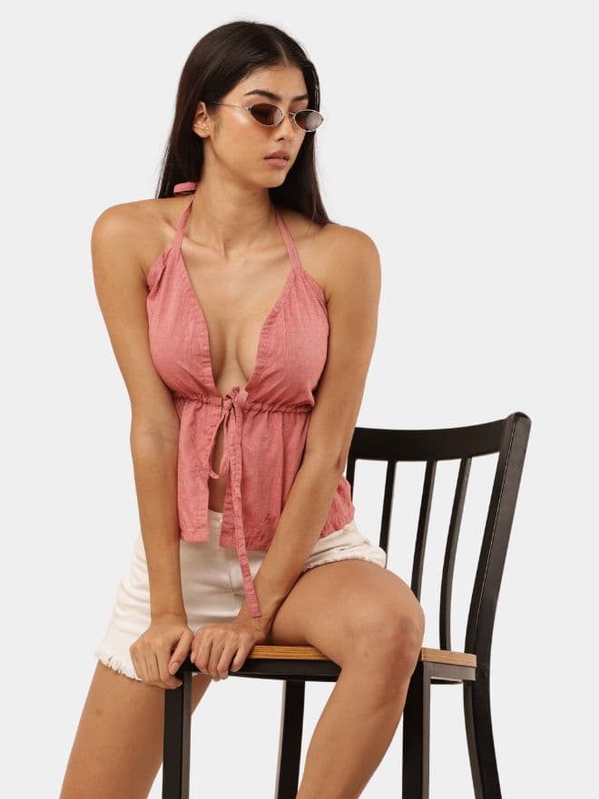 Oversized Shirt Halter Top thumbnail 3