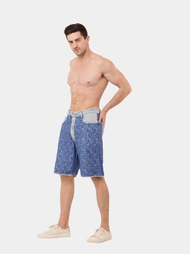 Mesh Denim Barmoda Shorts alternate