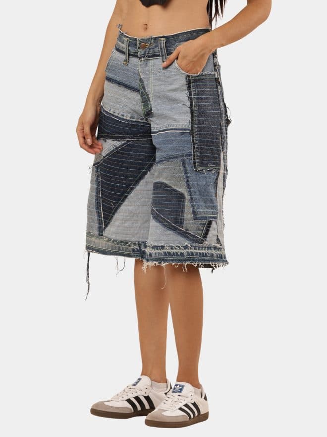 Upcycled Patchwork Denim Jort thumbnail 4