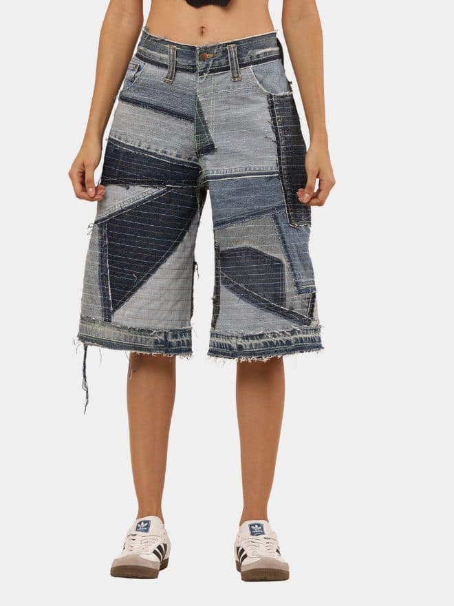 Upcycled Patchwork Denim Jort thumbnail 3