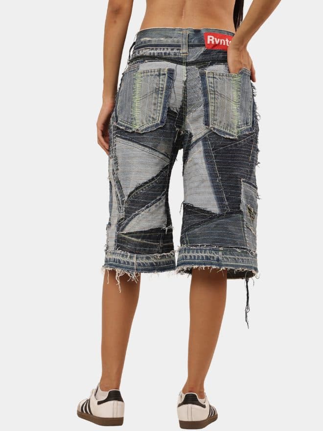 Upcycled Patchwork Denim Jort — image 1 of 5