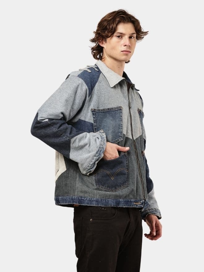 MULTI-PANEL REWORKED DENIM UTILITY JACKET thumbnail 4