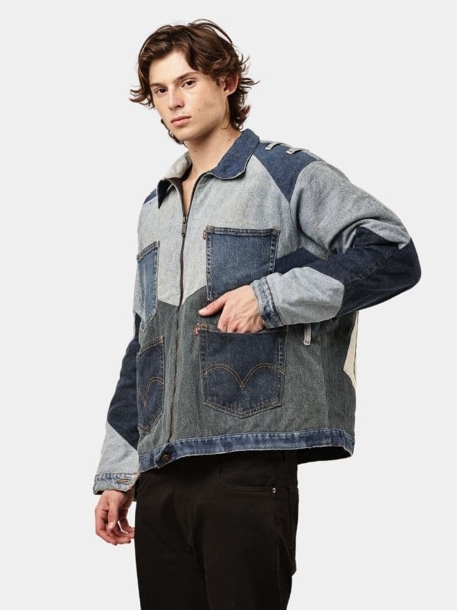 MULTI-PANEL REWORKED DENIM UTILITY JACKET thumbnail 3