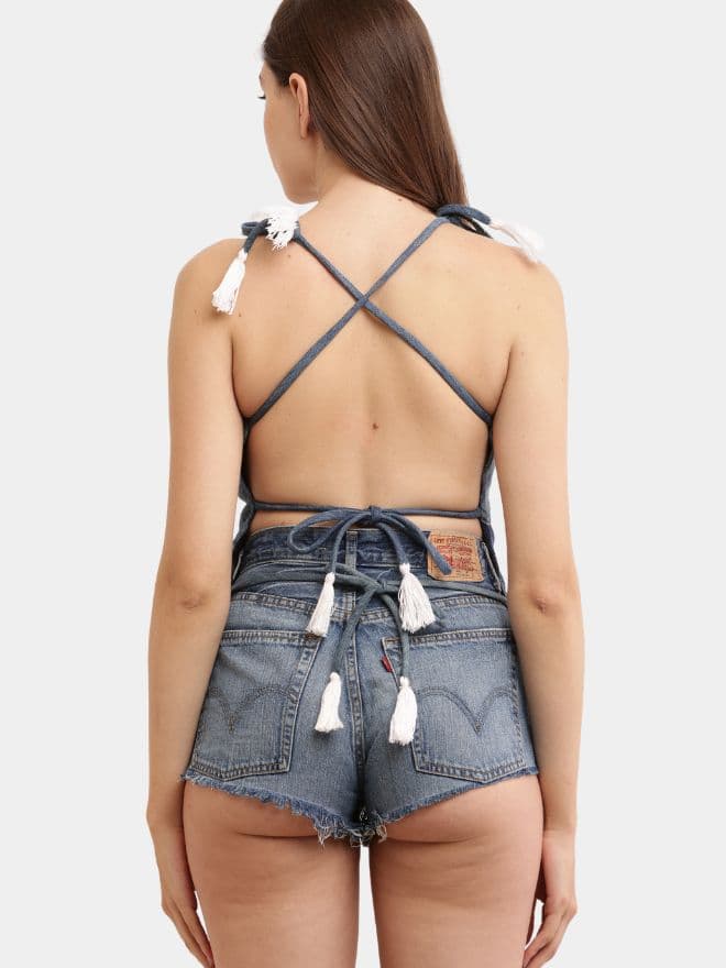 The Backless Pocket Top – Recycled Denim thumbnail 4