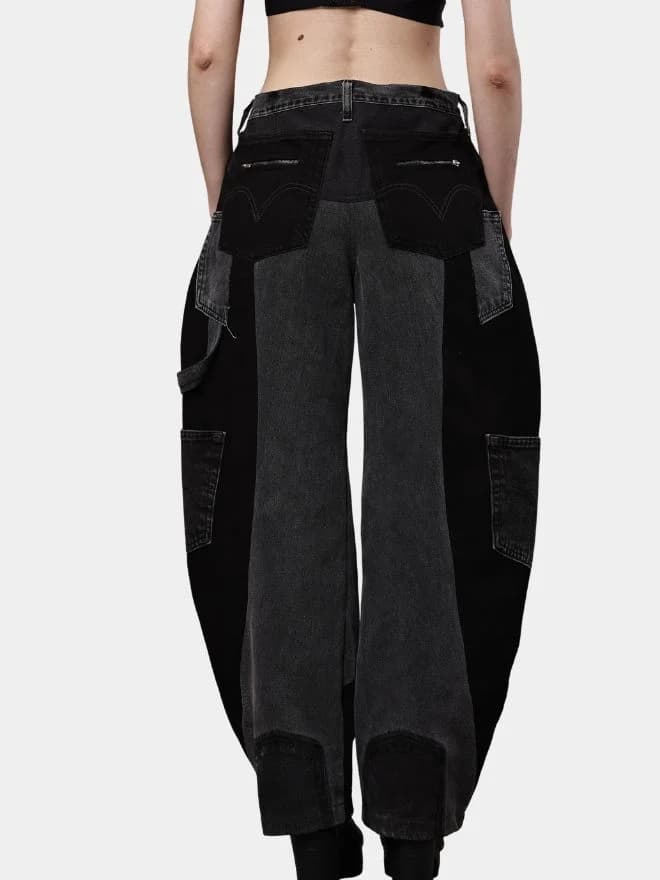Duo Tone Black Pants with Side & Back Pocket Details thumbnail 2